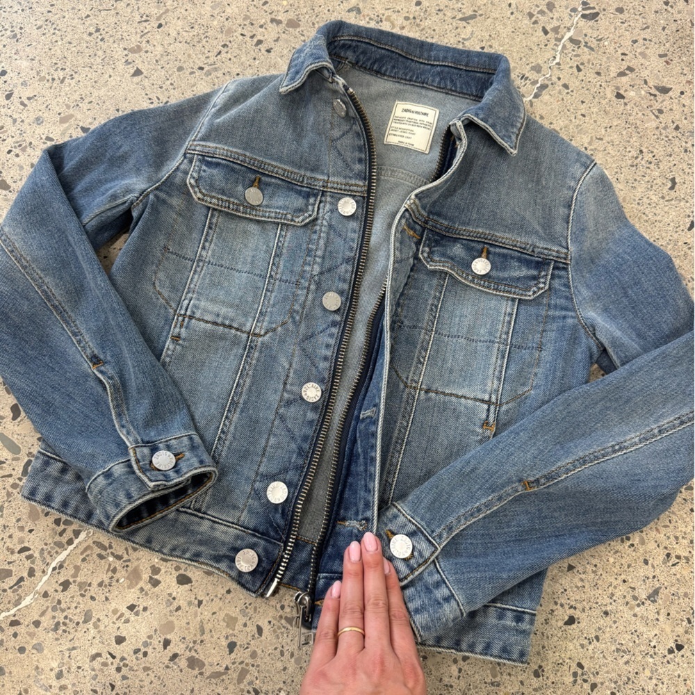 Zadig & Voltaire Kioky Denim Jean Jacket - Size XS - EUC - Medium Blue Wash - Picture 3 of 10
